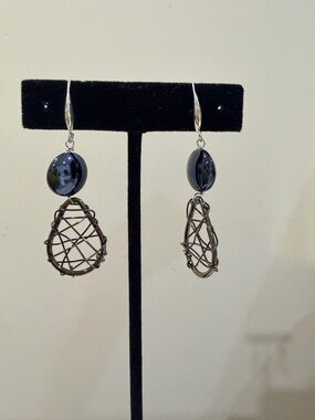 Handmade Black Wire Teardrop Dangle Earrings